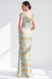 Mermaid Black Floral Long Mother of the Bride Dress with Slit