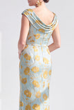 Mermaid Black Floral Long Mother of the Bride Dress with Slit