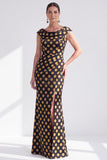 Mermaid Black Floral Long Mother of the Bride Dress with Slit