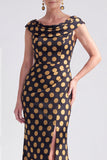 Mermaid Black Floral Long Mother of the Bride Dress with Slit