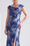 Mermaid Black Floral Long Mother of the Bride Dress with Slit