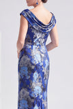 Mermaid Black Floral Long Mother of the Bride Dress with Slit