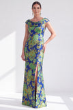 Mermaid Black Floral Long Mother of the Bride Dress with Slit