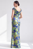 Mermaid Black Floral Long Mother of the Bride Dress with Slit