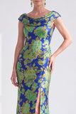 Mermaid Black Floral Long Mother of the Bride Dress with Slit