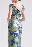 Mermaid Black Floral Long Mother of the Bride Dress with Slit