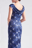 Mermaid Black Floral Long Mother of the Bride Dress with Slit
