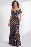 Off the Shoulder Mermaid Black Floral Ruffled Long Mother of the Bride Dress with Slit