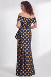 Off the Shoulder Mermaid Black Floral Ruffled Long Mother of the Bride Dress with Slit