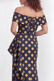 Off the Shoulder Mermaid Black Floral Ruffled Long Mother of the Bride Dress with Slit