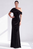 Mermaid Burgundy Velvet Off the Shoulder Ruched Long Mother of the Bride Dress