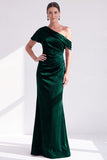 Mermaid Burgundy Velvet Off the Shoulder Ruched Long Mother of the Bride Dress