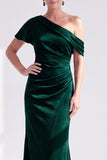 Mermaid Burgundy Velvet Off the Shoulder Ruched Long Mother of the Bride Dress