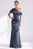 Mermaid Burgundy Velvet Off the Shoulder Ruched Long Mother of the Bride Dress