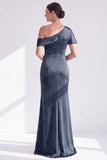 Mermaid Burgundy Velvet Off the Shoulder Ruched Long Mother of the Bride Dress
