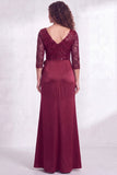 Black V-Neck Ruched Mermaid Ruffled Sequins Long Mother of the Bride Dress with Slit