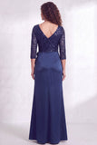 Black V-Neck Ruched Mermaid Ruffled Sequins Long Mother of the Bride Dress with Slit