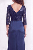 Black V-Neck Ruched Mermaid Ruffled Sequins Long Mother of the Bride Dress with Slit