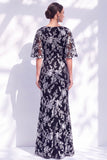 Sage Green Floral Mermaid Bateau Neck Ruched Long Mother of the Bride Dress with Sash
