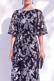 Sage Green Floral Mermaid Bateau Neck Ruched Long Mother of the Bride Dress with Sash