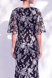 Sage Green Floral Mermaid Bateau Neck Ruched Long Mother of the Bride Dress with Sash