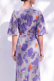 Sage Green Floral Mermaid Bateau Neck Ruched Long Mother of the Bride Dress with Sash