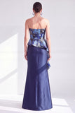 Gold Dot Strapless Mermaid Ruffled Long Mother of the Bride Dress