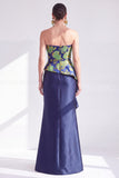 Gold Dot Strapless Mermaid Ruffled Long Mother of the Bride Dress
