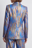 Blue 2 Piece Peak Lapel One Button Women Suits