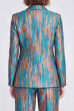 Blue 2 Piece Peak Lapel One Button Women Suits