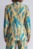 Yellow and Purple 2 Piece Peak Lapel One Button Women Suits
