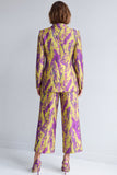 Yellow and Purple 2 Piece Peak Lapel One Button Women Suits