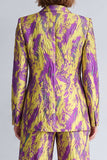 Yellow and Purple 2 Piece Peak Lapel One Button Women Suits