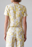 2 Piece Light Yellow Round Neck Single Breasted Floral Prom Suits