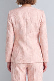 2 Piece Pink Round Neck Single Breasted Floral Prom Suits with Pockets