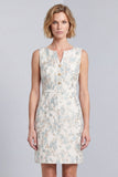 Light Blue Floral Round Neck Bodycon Mini Work Dress