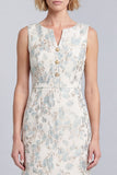 Light Blue Floral Round Neck Bodycon Mini Work Dress