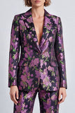 Black Purple Flower 2 Piece Notch Lapel One Button Prom Suits