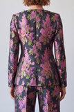 Black Purple Flower Square Neck 2 Piece Single Breasted Prom Suits