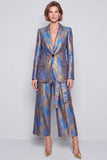 Peak Lapel Blue 2 Piece One Button Work Suits