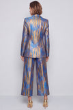 Peak Lapel Blue 2 Piece One Button Work Suits