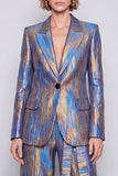 Peak Lapel Blue 2 Piece One Button Work Suits