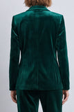 Dark Green Peak Lapel 2 Piece Velvet Double Breasted Women's Suits