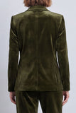 Dark Green Peak Lapel 2 Piece Velvet Double Breasted Women's Suits