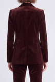 Royal Blue Velvet Peak Lapel 2 Piece One Button Slim Fit Women's Suits