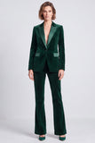 Royal Blue Velvet Peak Lapel 2 Piece One Button Slim Fit Women's Suits