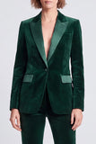Royal Blue Velvet Peak Lapel 2 Piece One Button Slim Fit Women's Suits