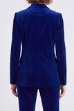Royal Blue Velvet Peak Lapel 2 Piece One Button Slim Fit Women's Suits