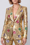 Sparkly 2 Piece Gold Peak Lapel Sequins One Button Prom Suits