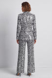 Black and White 2 Piece Peak Lapel One Button Prom Suits
